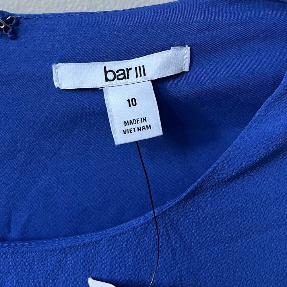 Bar III Cobalt Blue Ruffle Sleeve Shift Dress Womens 10 Cocktail Career NWT - Picture 6 of 14